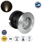 GLOBOSTAR® UNDERWATERHUNI 90414 Υποβρύχιο Χωνευτό Σποτ για Σιντριβάνια/Πισίνες LED 3W 270lm 30° DC 24V Αδιάβροχο IP68 Θερμό Λευκό 2700K Dimmable - Bridgelux SMD Chip - Ανοξείδωτο Ατσάλι SS304 - Μ10 x Π10 x Υ7.5cm / Q9cm - 3 Χρόνια Εγγύηση
