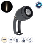 GLOBOSTAR® TREEGAL 90462 Φωτιστικό Σποτ για Φυτά - Δέντρα με Βάση Μπετού & Κορμού LED 3W 345lm 15° DC 24V Αδιάβροχο IP67 Φυσικό Λευκό 4500K Dimmable - Bridgelux SMD Chip - Γκρι Ανθρακί - Μ5 x Π5 x Υ14.7cm - 3 Χρόνια Εγγύηση