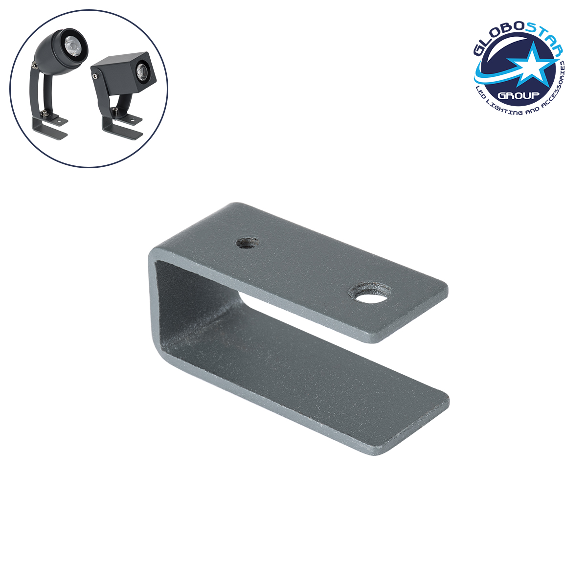 90476_1 GLOBOSTAR® TREEBASE 90476 Ειδική Βάση (U) για Ιμάντα Στήριξης Φωτιστικών Σποτ σε κορμό Φυτών & Δέντρων - Γκρι Ανθρακί - Μ4.3 x Π1.8 x Υ2cm - Image 1