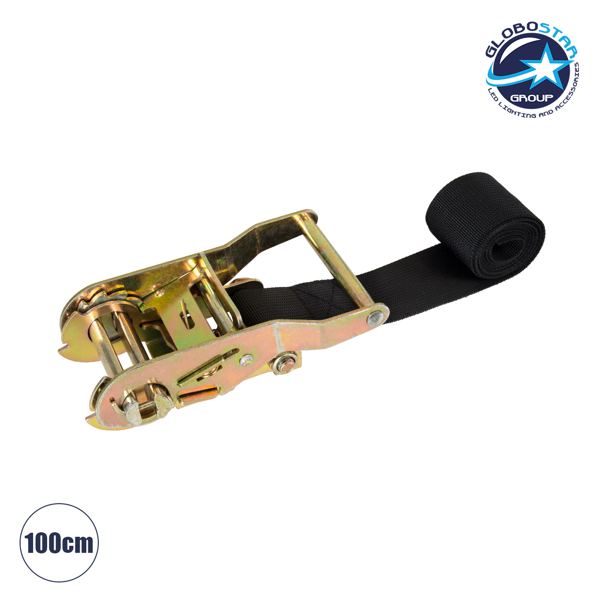 90478_1 GLOBOSTAR® TREEBASE 90478 Ιμάντας με Καστάνια για Τοποθέτηση Φωτιστικών Σποτ σε κορμό Φυτών & Δέντρων - Μαύρο & Χρυσό - Μ100 x Π7.5 x Υ5cm - Image 1