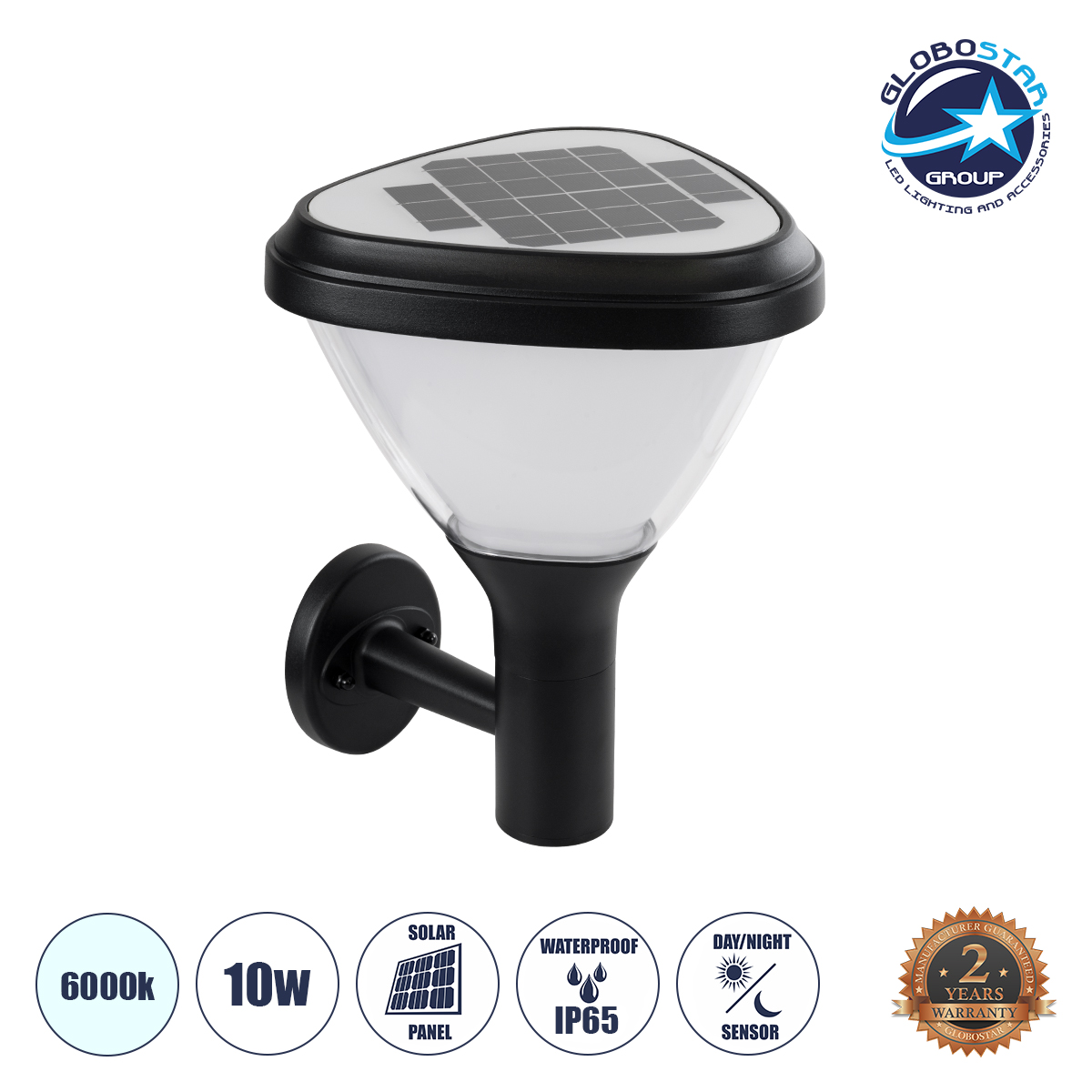 90526_1 GLOBOSTAR® NATURE 90526 Φωτιστικό Κολωνάκι Κήπου LED 10W 330lm 120° με Ενσωματωμένο Φωτοβολταϊκό Panel 6V 2W & Επαναφορτιζόμενη Μπαταρία Li-ion 3.2V 1800mAh με Αισθητήρα Ημέρας-Νύχτας Αδιάβροχο IP65 Ψυχρό Λευκό 6000K - Γκρι Ανθρακί - Μ26 x Π29 x Υ36cm - 2 Χρόνια Εγγύηση - Image 1
