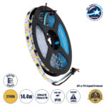 GLOBOSTAR® DIGIPRO 90588 Ψηφιακή Pixel Addressable Ταινία LED 14.4W/m 1296lm/m 120° DC 12V IP20 60 x SMD5050 Chip/m 20 x Pixel/m Θερμό Λευκό 2700K Dimmable SPI/TTL Protocol IC WS2811/UCS16703 - Sanan SMD Chip - Μ500 x Π1 x Υ0.2cm - Ρολό 5 Μέτρων - 5 Χρόνια Εγγύηση