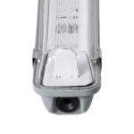 GLOBOSTAR® VIGAS 90610 Γραμμικό Βιομηχανικό Φωτιστικό Σκαφάκι Tri-Proof με Μεταλλικά Clips για 1 x Λάμπα T8 G13 60cm Τύπου Φθορίου LED Τροφοδοσίας Ενός Άκρου 120° AC 220-240V Αδιάβροχο IP65 - Γκρι με Διάφανο Κάλυμμα Πλαστικό PC - Μ66 x Π8 x Υ8cm - Image 5