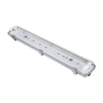 GLOBOSTAR® VIGAS 90611 Γραμμικό Βιομηχανικό Φωτιστικό Σκαφάκι Tri-Proof με Μεταλλικά Clips για 2 x Λάμπες T8 G13 60cm Τύπου Φθορίου LED Τροφοδοσίας Ενός Άκρου 120° AC 220-240V Αδιάβροχο IP65 - Γκρι με Διάφανο Κάλυμμα Πλαστικό PC - Μ66 x Π11.5 x Υ9cm - Image 2