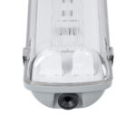 GLOBOSTAR® VIGAS 90611 Γραμμικό Βιομηχανικό Φωτιστικό Σκαφάκι Tri-Proof με Μεταλλικά Clips για 2 x Λάμπες T8 G13 60cm Τύπου Φθορίου LED Τροφοδοσίας Ενός Άκρου 120° AC 220-240V Αδιάβροχο IP65 - Γκρι με Διάφανο Κάλυμμα Πλαστικό PC - Μ66 x Π11.5 x Υ9cm - Image 5
