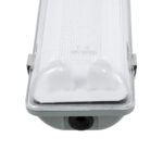 GLOBOSTAR® VIGAS 90615 Γραμμικό Βιομηχανικό Φωτιστικό Σκαφάκι Tri-Proof με Μεταλλικά Clips για 2 x Λάμπες T8 G13 150cm Τύπου Φθορίου LED Τροφοδοσίας Ενός Άκρου 120° AC 220-240V Αδιάβροχο IP65 - Γκρι με Διάφανο Κάλυμμα Πλαστικό PC - Μ156 x Π12 x Υ9cm - Image 5