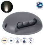 GLOBOSTAR® STEPLUNA 90623 Φωτιστικό Σκαλοπατιού / Διαδρόμου LED 3W 345lm 10° DC 24V Αδιάβροχο IP65 Φυσικό Λευκό 4500K Dimmable - Bridgelux SMD Chip - Γκρι Ανθρακί - Μ12 x Π12 x Υ3cm - 3 Χρόνια Εγγύηση