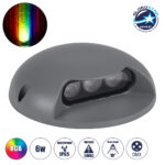 GLOBOSTAR® STEPLUNA 90624 Φωτιστικό Σκαλοπατιού / Διαδρόμου LED 6W 510lm 10° DC 24V Αδιάβροχο IP65 Πολύχρωμο RGB Dimmable DMX512 - Bridgelux SMD Chip - Γκρι Ανθρακί - Μ12 x Π12 x Υ3cm - 3 Χρόνια Εγγύηση