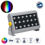 GLOBOSTAR® FLOODHENA 90642 Προβολέας Σποτ Wall Washer LED 36W 2880lm 30° DC 24V Αδιάβροχο IP65 Πολύχρωμο RGB Dimmable DMX512 - Bridgelux SMD Chip - Γκρι Ανθρακί - Μ30 x Π6 x Υ17cm - 3 Χρόνια Εγγύηση