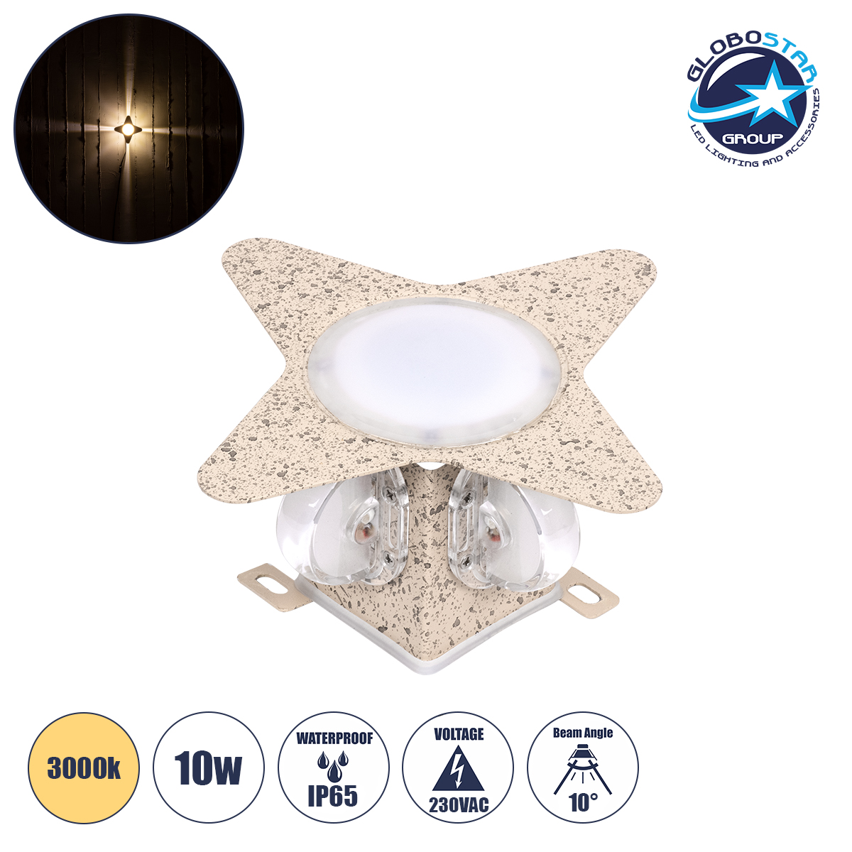 90658_1 GLOBOSTAR® WALLLIGHT-CINA 90658 Μοντέρνο Φωτιστικό Τοίχου - Απλίκα LED 10W 1100lm 10° AC 220-240V Αδιάβροχο IP65 Θερμό Λευκό 2700K - CREE COB Chip & TÜV SÜD Driver - Μπεζ - Μ18.5 x Π18.5 x Υ8.5cm - 3 Χρόνια Εγγύηση - Image 1