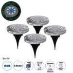 GloboStar® 69929 ΣΕΤ 4 Τεμαχίων Αυτόνομα Ηλιακά Φωτιστικά LED SMD 0.80W/Τεμ. 80lm/Τεμ. με Ενσωματωμένη Μπαταρία 600mAh - Φωτοβολταϊκό Πάνελ με Αισθητήρα Ημέρας-Νύχτας Αδιάβροχο IP65 Φανάρι Κήπου Στρογγυλό Ψυχρό Λευκό 6000K Φ12 x Υ13cm - Image 2