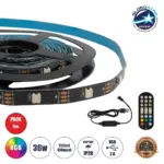 GLOBOSTAR® DIGISTRIP 90757 Σετ Ψηφιακής Pixel Addressable Ταινίας με IR Ασύρματο Χειριστήριο LED 36W 2160lm 120° DC 5V με USB 2.0 IP20 150 x SMD5050 Chip 150 x Pixel Πολύχρωμο RGB Dimmable SPI/TTL Protocol - Sanan SMD Chip - Μ500 x Π1 x Υ0.2cm - Ρολό 5 Μέτρων - 2 Χρόνια Εγγύηση