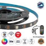 GLOBOSTAR® DIGISTRIP 90758 Σετ Ψηφιακής Pixel Addressable Ταινίας με RF Ασύρματο Χειριστήριο & Λειτουργία μέσω WiFi APP LED 36W/5m 2880lm/5m 120° DC 5V με USB 2.0 IP20 150 x SMD5050 Chip/5m 150 x Pixel/5m Πολύχρωμο RGB Dimmable SPI/TTL Protocol - Sanan SMD Chip - Μ500 x Π1 x Υ0.2cm - Ρολό 5 Μέτρων - 5 Χρόνια Εγγύηση
