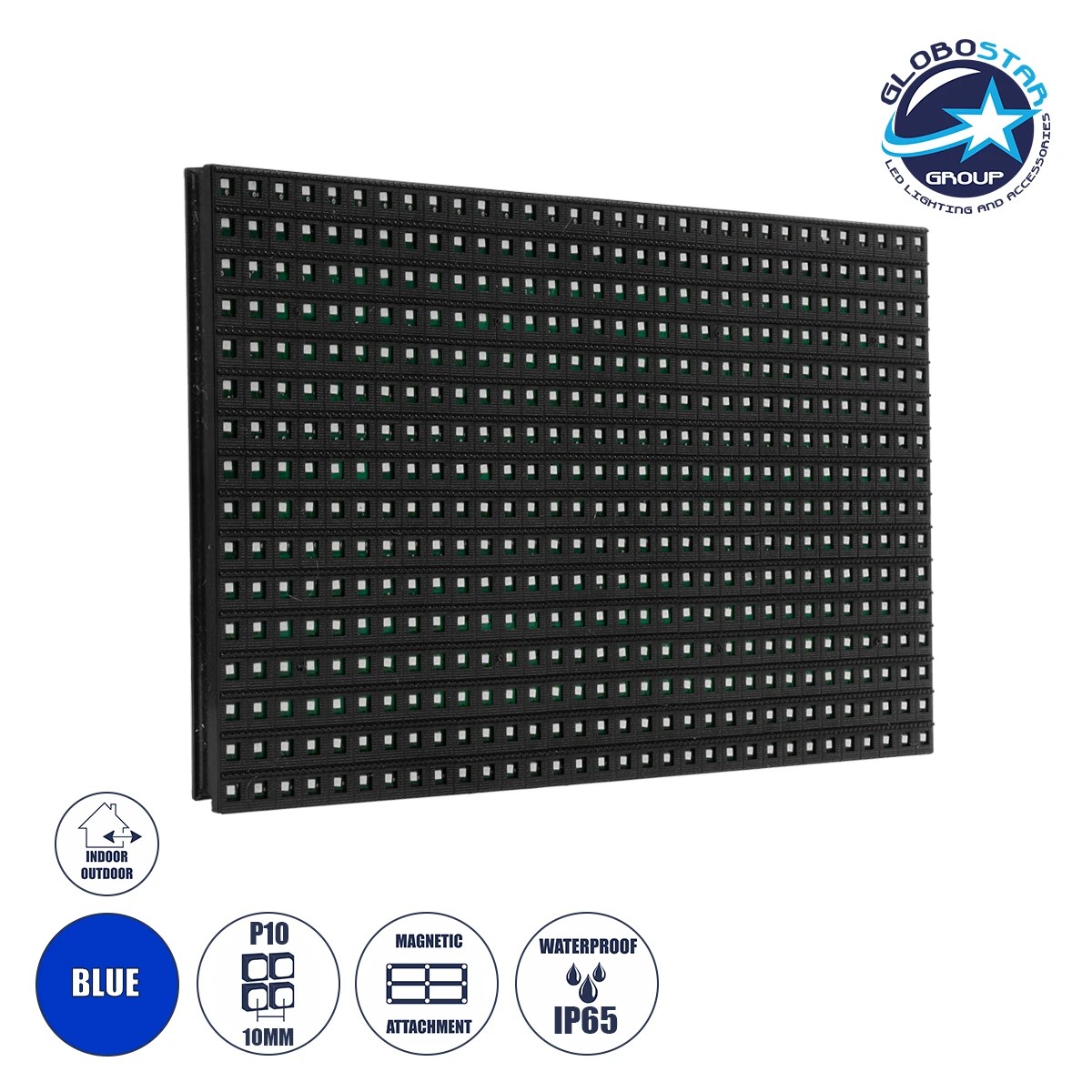 91103_1 GLOBOSTAR® MODULCO 90383 Module Πλακίδιο Κυλιόμενης Ψηφιακής Επιγραφής/Οθόνης 32x16cm P10 LED 40W Nits ≥5500cd/㎡ DC 5V Αδιάβροχο IP65 Μπλε - Μ32 x Π1.5 x Υ16cm - 2 Χρόνια Εγγύηση - Image 1