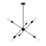 GLOBOSTAR® ZANE 00784 Μοντέρνο Φωτιστικό Οροφής με Ντουί 6 x E27 AC 220-240V IP20 - Μαύρο - Μ70 x Π70 x Υ100cm - Image 2