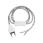 GLOBOSTAR® WHIP 77674 Μοντέρνο DIY Πλεκτό Καλώδιο με Διακόπτη On/Off AC 220-240V IP20 - Γκρι & Λευκό - Μ140 x Π2.7 x Υ1.9cm