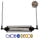 GLOBOSTAR® TUBING 01085 Vintage Κρεμαστό Φωτιστικό Οροφής με Ντουί 1 x E27 AC 220-240V IP20 - Μαύρο - Μ43 x Π11 x Υ11cm