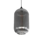 GLOBOSTAR® MELONI 206-0018 Μοντέρνο Κρεμαστό Φωτιστικό Οροφής με Ντουί 1 x E27 AC 220-240V IP20 - Μαύρο Φιμέ - Μ20 x Π20 x Υ38cm - Image 2