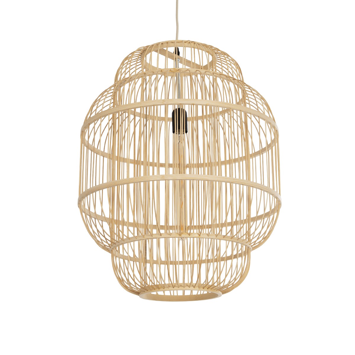 96abae_01763_1 GLOBOSTAR® HIBISCUS 01763 Boho Κρεμαστό Φωτιστικό Οροφής με Ντουί 1 x E27 AC 220-240V IP20 - Μπεζ - Μ48 x Π48 x Y60cm - Image 1
