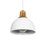 GLOBOSTAR® ΗUT 203-0147 Μοντέρνο Κρεμαστό Φωτιστικό Οροφής με Ντουί 1 x E27 AC 220-240V IP20 - Λευκό & Χρυσό - Μ18 x Π18 x Υ18cm - Image 2