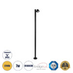 GloboStar® GARDENIA 60511 Φωτιστικό Κήπου - Πάρκου - Πλατείας - Κολωνάκι Αρχιτεκτονικού Φωτισμού Εξωτερικού Χώρου LED 7W 700lm 60° AC220-240V Αδιάβροχο IP65 - Σώμα Αλουμινίου & Tempered Glass - Μ15 x Π18 x Υ180cm - Θερμό Λευκό 2700K - Μαύρο - Bridgelux Chip - 5 Years Warranty - Image 2