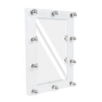 GloboStar® MAKEUP MIRROR-60x90-4 Μοντέρνος Καθρέπτης Μακιγιάζ με Πλαίσιο Φυσικού Ξύλου με Διακόπτη On/Off 10 x E27 AC220-240V - Μ60 x Π7 x Υ90cm - Λευκή Λάκα - Image 2