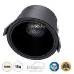 GLOBOSTAR® PLUTO-B 60262 Χωνευτό Downlight Σποτ με Honeycomb Anti Glare Reflector LED 15W 1950lm 38° AC 220-240V IP20 Φυσικό Λευκό 4500K - Bridgelux COB Chip & TÜV SÜD Driver - Μαύρο Ματ - Μ10.4 x Π10.4 x Υ6.5cm / Q9.5cm - 5 Χρόνια Εγγύηση - Image 2