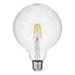 GLOBOSTAR® BUBBLE 99012 Λάμπα E27 G125 LED 4W 400lm 360° AC 220-240V IP20 Θερμό Λευκό 2700K Dimmable - Long Filament Chip - Διάφανο - Μ12.5 x Π12.5 x Υ18cm - 3 Χρόνια Εγγύηση - Image 2