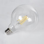 GLOBOSTAR® BUBBLE 99013 Λάμπα E27 G125 LED 8W 800lm 360° AC 220-240V IP20 Θερμό Λευκό 2700K Dimmable - Long Filament Chip - Διάφανο - Μ12.5 x Π12.5 x Υ18cm - 3 Χρόνια Εγγύηση - Image 4