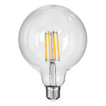 GLOBOSTAR® BUBBLE 99014 Λάμπα E27 G125 LED 12W 1200lm 360° AC 220-240V IP20 Θερμό Λευκό 2700K Dimmable - Long Filament Chip - Διάφανο - Μ12.5 x Π12.5 x Υ18cm - 3 Χρόνια Εγγύηση - Image 2