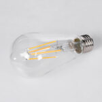 GLOBOSTAR® PEAR 99017 Λάμπα E27 ST64 LED 10W 1000lm 360° AC 220-240V IP20 Θερμό Λευκό 2700K Dimmable - Long Filament Chip - Διάφανο - Μ6.4 x Π6.4 x Υ14cm - 3 Χρόνια Εγγύηση - Image 3