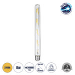 GLOBOSTAR® TUBIS 99020 Λάμπα Σωλήνας E27 T30 LED 8W 800lm 360° AC 220-240V IP20 Θερμό Λευκό 2700K Dimmable - Long Filament Chip - Διάφανο - Μ3 x Π3 x Υ30cm - 3 Χρόνια Εγγύηση
