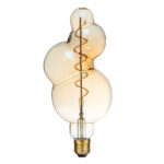 GLOBOSTAR® BUBBLES 99021 Λάμπα E27 BB100 LED 6W 420lm 360° AC 220-240V IP20 Ultra Θερμό Λευκό 2200K Dimmable - Soft S Spiral Filament Chip - Μελί - Μ10 x Π10 x Υ24cm - 3 Χρόνια Εγγύηση - Image 2