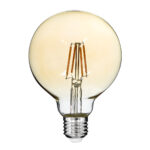 GLOBOSTAR® BUBBLE 99039 Λάμπα E27 G95 LED 4W 350lm 360° AC 220-240V IP20 Ultra Θερμό Λευκό 2200K Dimmable - Long Filament Chip - Μελί - Μ9.5 x Π9.5 x Υ13.7cm - 3 Χρόνια Εγγύηση - Image 2