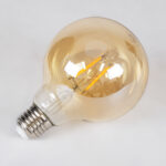 GLOBOSTAR® BUBBLE 99039 Λάμπα E27 G95 LED 4W 350lm 360° AC 220-240V IP20 Ultra Θερμό Λευκό 2200K Dimmable - Long Filament Chip - Μελί - Μ9.5 x Π9.5 x Υ13.7cm - 3 Χρόνια Εγγύηση - Image 4