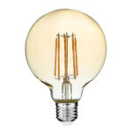 GLOBOSTAR® BUBBLE 99041 Λάμπα E27 G95 LED 12W 1080lm 360° AC 220-240V IP20 Ultra Θερμό Λευκό 2200K Dimmable - Long Filament Chip - Μελί - Μ9.5 x Π9.5 x Υ13.7cm - 3 Χρόνια Εγγύηση - Image 2