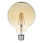 GLOBOSTAR® BUBBLE 99043 Λάμπα E27 G125 LED 8W 720lm 360° AC 220-240V IP20 Ultra Θερμό Λευκό 2200K Dimmable - Long Filament Chip - Μελί - Μ12.5 x Π12.5 x Υ18cm - 3 Χρόνια Εγγύηση - Image 2