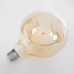 GLOBOSTAR® BUBBLE 99043 Λάμπα E27 G125 LED 8W 720lm 360° AC 220-240V IP20 Ultra Θερμό Λευκό 2200K Dimmable - Long Filament Chip - Μελί - Μ12.5 x Π12.5 x Υ18cm - 3 Χρόνια Εγγύηση - Image 4
