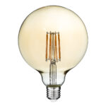 GLOBOSTAR® BUBBLE 99044 Λάμπα E27 G125 LED 12W 1080lm 360° AC 220-240V IP20 Ultra Θερμό Λευκό 2200K Dimmable - Long Filament Chip - Μελί - Μ12.5 x Π12.5 x Υ18cm - 3 Χρόνια Εγγύηση - Image 2