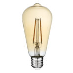 GLOBOSTAR® PEAR 99046 Λάμπα E27 ST64 LED 8W 720lm 360° AC 220-240V IP20 Ultra Θερμό Λευκό 2200K Dimmable - Long Filament Chip - Μελί - Μ6.4 x Π6.4 x Υ14cm - 3 Χρόνια Εγγύηση - Image 2