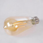 GLOBOSTAR® PEAR 99046 Λάμπα E27 ST64 LED 8W 720lm 360° AC 220-240V IP20 Ultra Θερμό Λευκό 2200K Dimmable - Long Filament Chip - Μελί - Μ6.4 x Π6.4 x Υ14cm - 3 Χρόνια Εγγύηση - Image 3