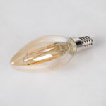 GLOBOSTAR® CANDLE 99058 Λάμπα Κεράκι E14 C35 LED 2W 140lm 360° AC 220-240V IP20 Ultra Θερμό Λευκό 2200K Dimmable - Ultra Thin Soft Spiral Filament Chip - Μελί - Μ3.5 x Π3.5 x Υ10.5cm - 3 Χρόνια Εγγύηση - Image 3