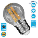 GLOBOSTAR® SPHERE 99065 Λάμπα E27 G45 LED 6W 600lm 360° AC 220-240V IP20 Θερμό Λευκό 2700K Dimmable - Long Filament Chip - Μαύρο Φιμέ - Μ4.5 x Π4.5 x Υ7.7cm - 3 Χρόνια Εγγύηση