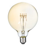 GLOBOSTAR® BUBBLE 99081 Λάμπα E27 G125 LED 4W 280lm 360° AC 220-240V IP20 Ultra Θερμό Λευκό 2200K Dimmable - Ultra Thin Soft T Spiral Filament Chip - Μελί - Μ12.5 x Π12.5 x Υ18cm - 3 Χρόνια Εγγύηση - Image 2