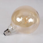 GLOBOSTAR® BUBBLE 99081 Λάμπα E27 G125 LED 4W 280lm 360° AC 220-240V IP20 Ultra Θερμό Λευκό 2200K Dimmable - Ultra Thin Soft T Spiral Filament Chip - Μελί - Μ12.5 x Π12.5 x Υ18cm - 3 Χρόνια Εγγύηση - Image 4