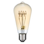 GLOBOSTAR® PEAR 99082 Λάμπα E27 ST64 LED 4W 280lm 360° AC 220-240V IP20 Ultra Θερμό Λευκό 2200K Dimmable - Ultra Thin Soft T Spiral Filament Chip - Μελί - Μ6.4 x Π6.4 x Υ14cm - 3 Χρόνια Εγγύηση - Image 2