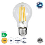 GLOBOSTAR® GLOBE 99083 Λάμπα E27 A60 LED 4W 840lm 360° AC 220-240V IP20 Θερμό Λευκό 2700K - Long Filament Chip - Διάφανο - Μ6 x Π6 x Υ11cm - 3 Χρόνια Εγγύηση