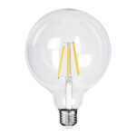 GLOBOSTAR® BUBBLE 99085 Λάμπα E27 G125 LED 4W 840lm 360° AC 220-240V IP20 Θερμό Λευκό 2700K - Long Filament Chip - Διάφανο - Μ12.5 x Π12.5 x Υ13.8cm - 3 Χρόνια Εγγύηση - Image 2