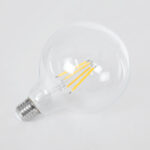 GLOBOSTAR® BUBBLE 99085 Λάμπα E27 G125 LED 4W 840lm 360° AC 220-240V IP20 Θερμό Λευκό 2700K - Long Filament Chip - Διάφανο - Μ12.5 x Π12.5 x Υ13.8cm - 3 Χρόνια Εγγύηση - Image 4