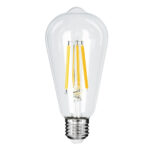 GLOBOSTAR® PEAR 99086 Λάμπα E27 ST64 LED 4W 840lm 360° AC 220-240V IP20 Θερμό Λευκό 2700K - Long Filament Chip - Διάφανο - Μ6.4 x Π6.4 x Υ14.5cm - 3 Χρόνια Εγγύηση - Image 2